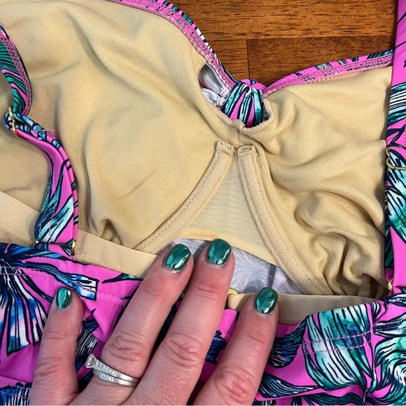 Swimsuits for all pink blue floral tankini top size 20 underwire - Picture 7 of 7